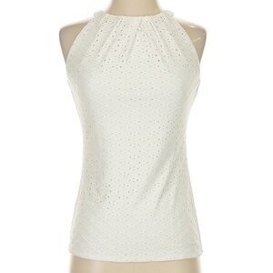 White House Black Market White Eyelet Sleeveless Top